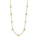 14K Gold Beaded Necklace with Polished Satin Finish and Lifetime Warranty
