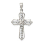 Sterling Silver 925 CZ Cross Pendant with Rhodium Polished Finish