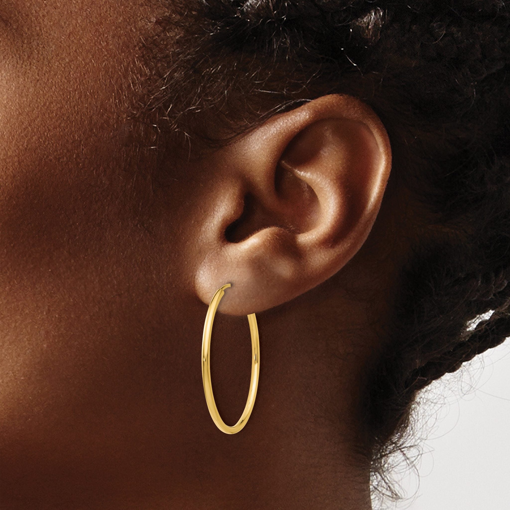 14k 1.2mm Polished Round Endless Hoop Earrings