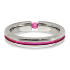 Edward Mirell Titanium Pink Sapphire & Anodized Grooved 4mm Band
