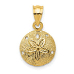 14K Gold Sand Dollar Pendant with Polished Laser-Cut Design