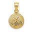 14K Gold Sand Dollar Pendant with Polished Laser-Cut Design