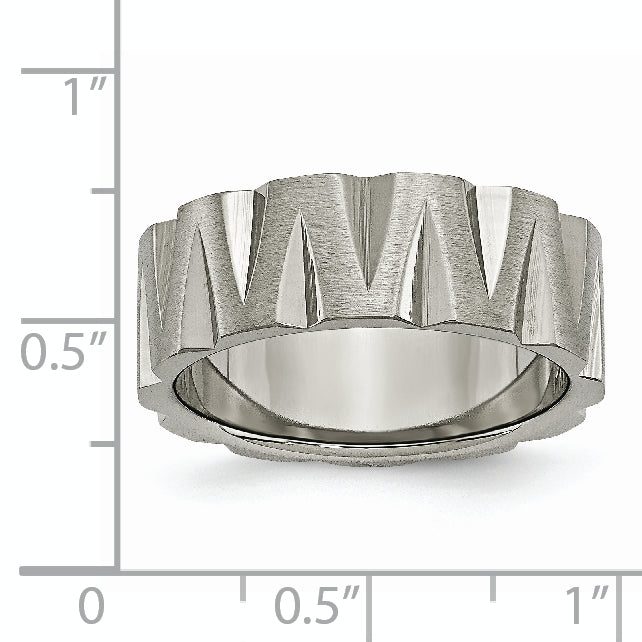 Notched Wedding Band in Titanium, 8mm