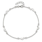 Sterling Silver Dolphin 5-Station 9 inch Plus 1 inch Extender - Total 10 inch Anklet