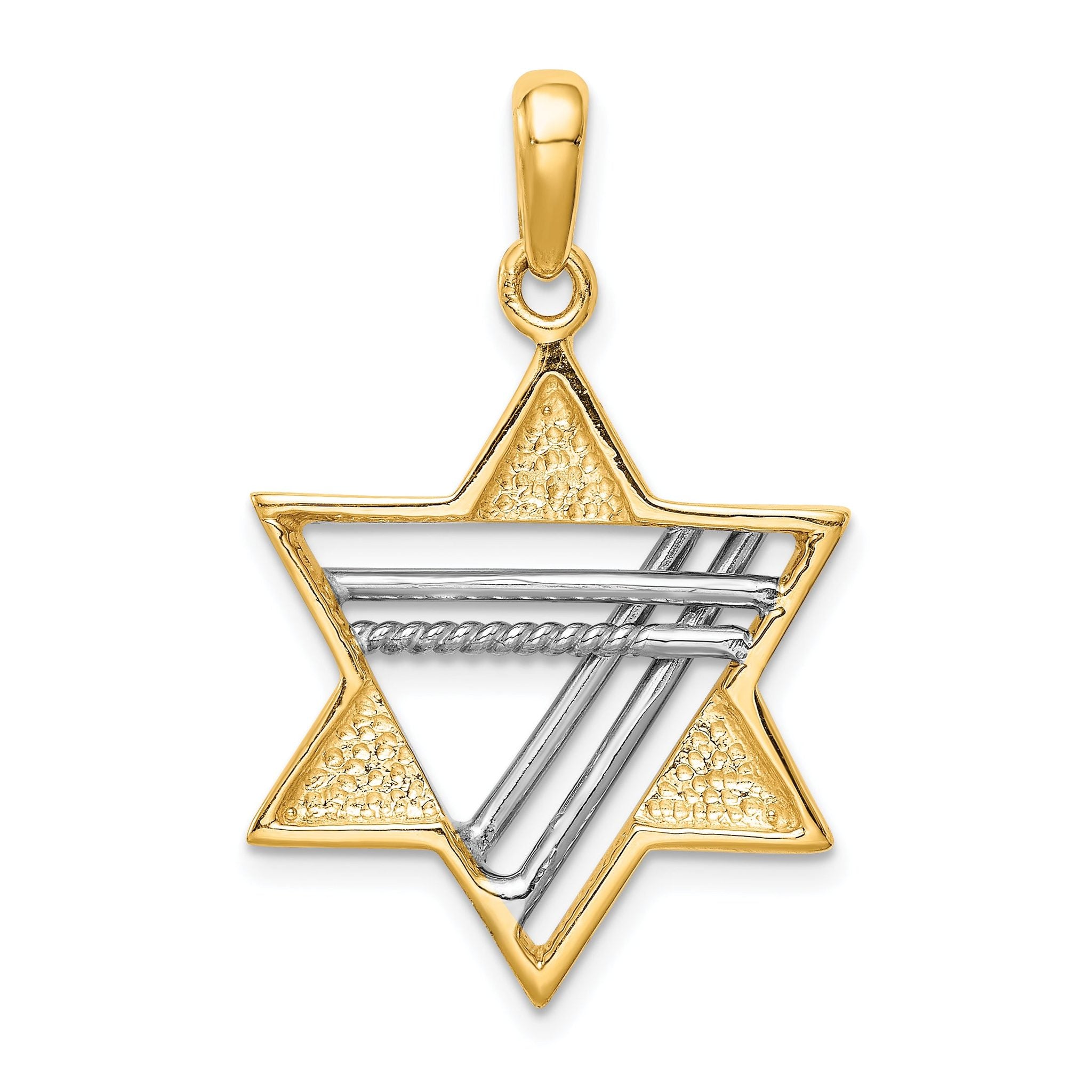 14K Two-Tone Gold Star of David Pendant with Open Back  Elegant and Timeless Design