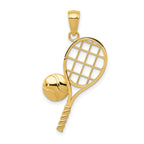 14K Gold Diamond-Cut Tennis Racquet Charm for Men  Solid, Polished & Elegant Sports Pendant