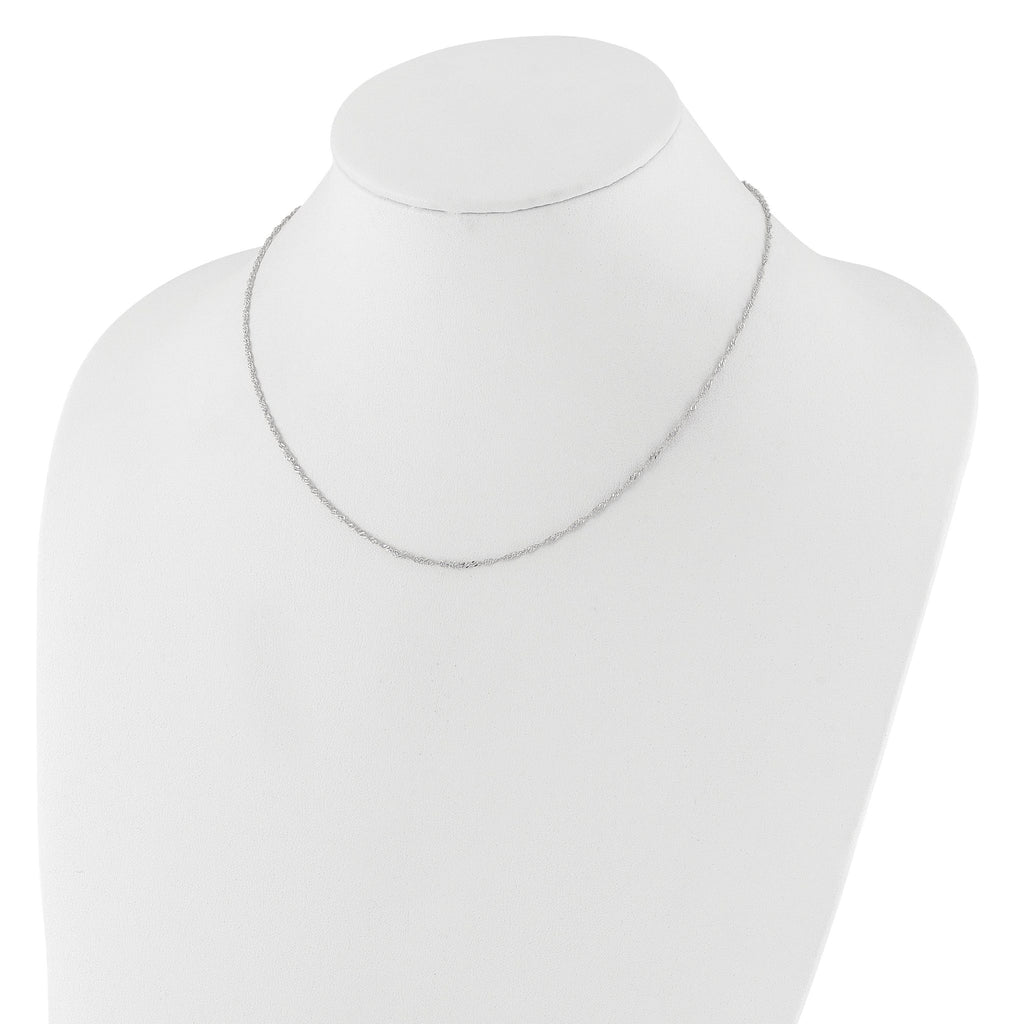14 Karat White Gold 1.5mm Singapore 16in+2in Adjustable Chain