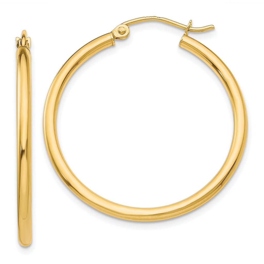Polished Tube Hoop Earrings in 14K Yellow Gold