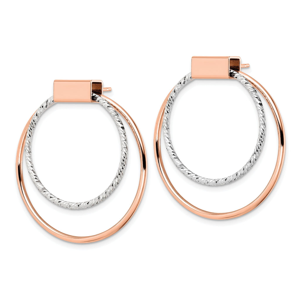 Sterling Silver Rh-p Rose-tone Polished D/C Post Dangle Earrings