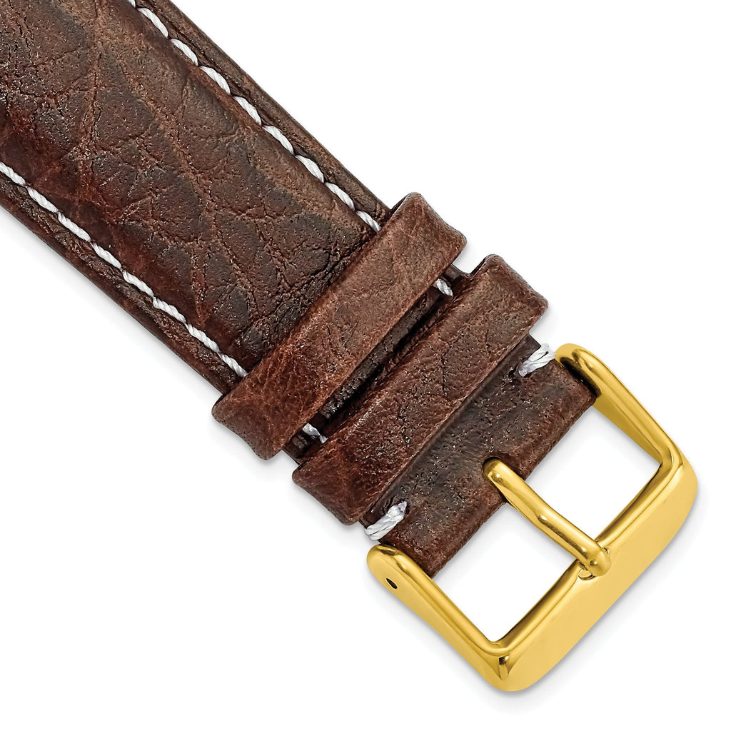 Sport Leather Watch Band in Dark Brown, 24mm
