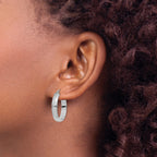 10K White Gold Polished Hoop Earrings with Rhodium Plating 25mm