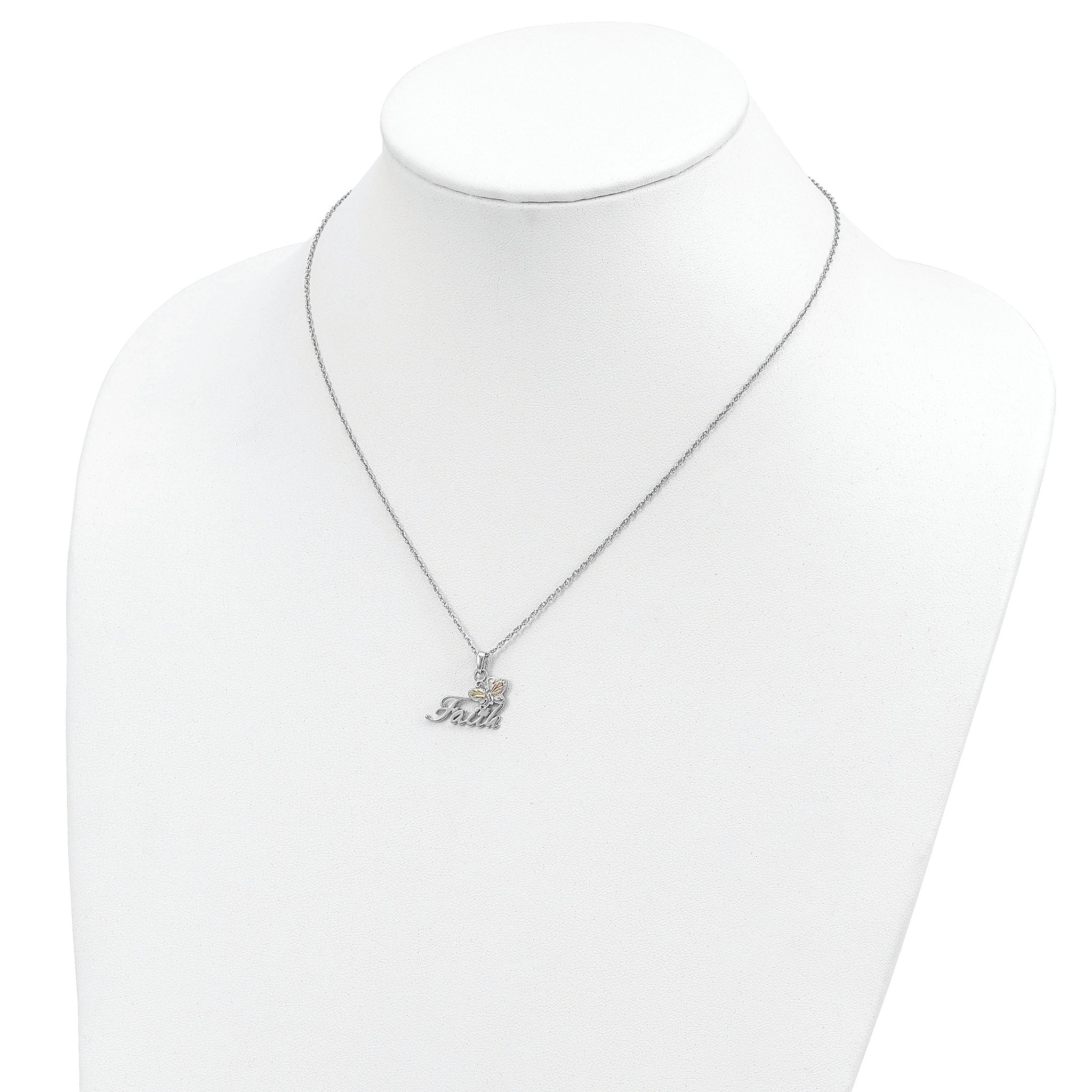 Sterling Silver 12K Gold Faith Butterfly Necklace 18 Elegant Design