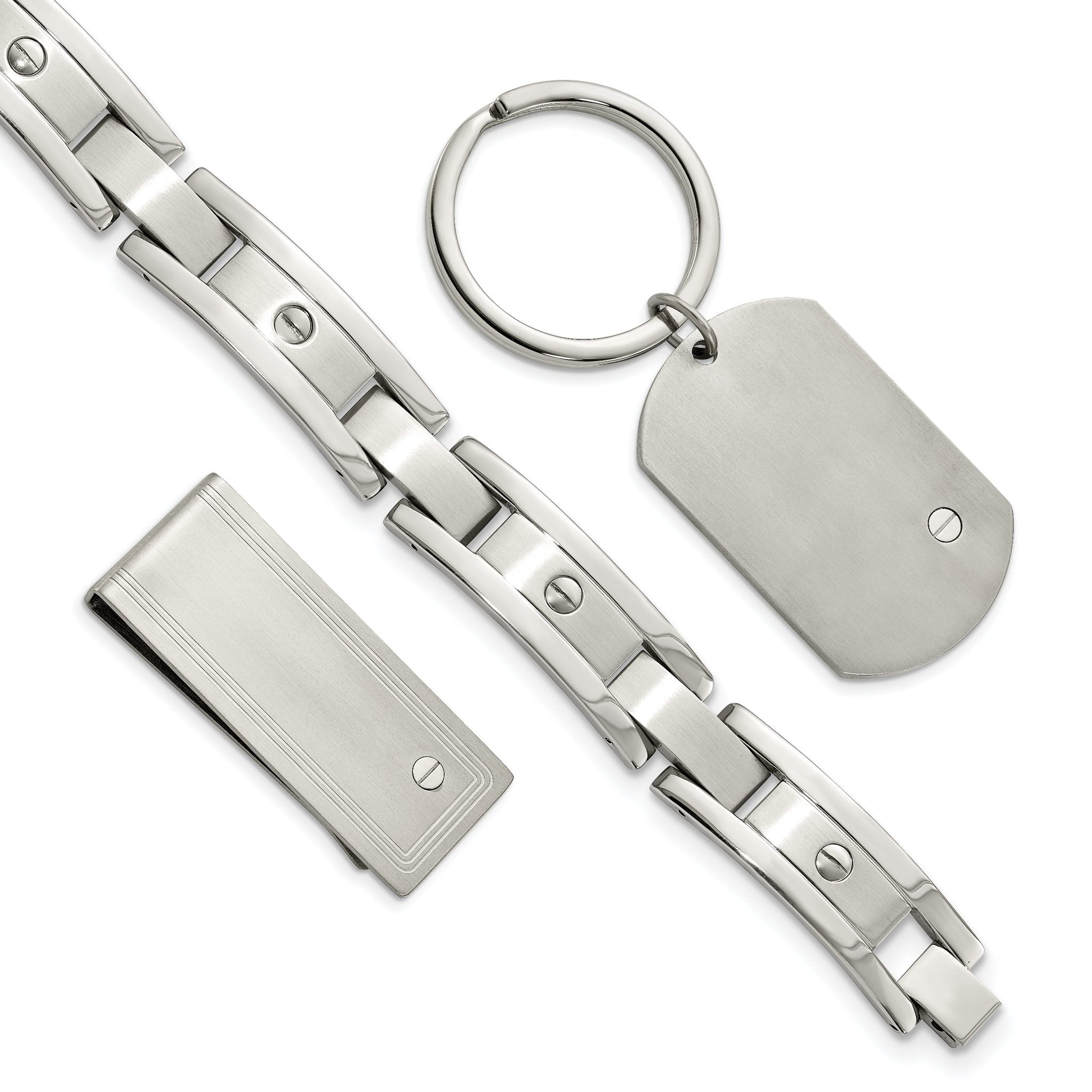 Sophia Jewelers Stainless Steel Men's Bracelet and Accessories Set Engravable Gift Main image