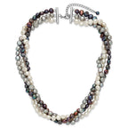 Sterling Silver Rhodium 5-6mm FWC Semi Round Pearl With 2in ext. Necklace
