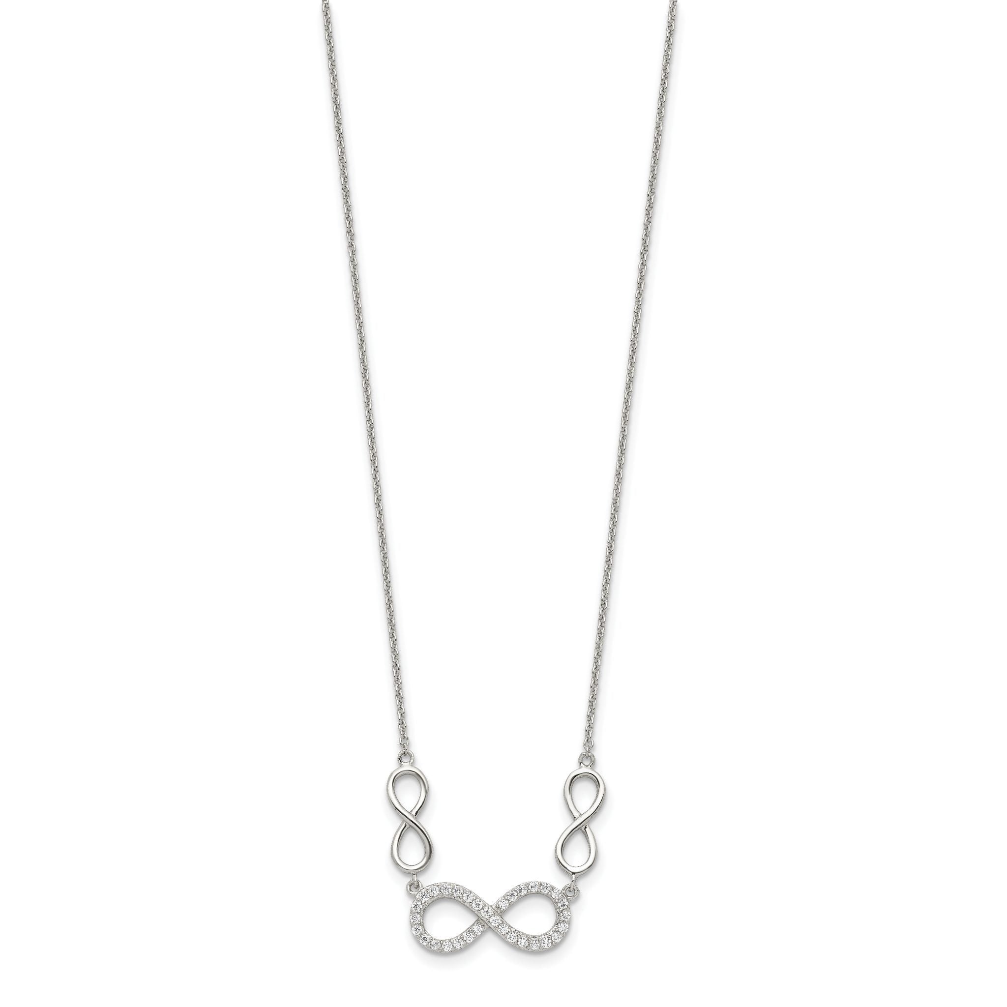 Sterling Silver RH-plated Polished CZ Infinity Symbol Necklace Secondary image