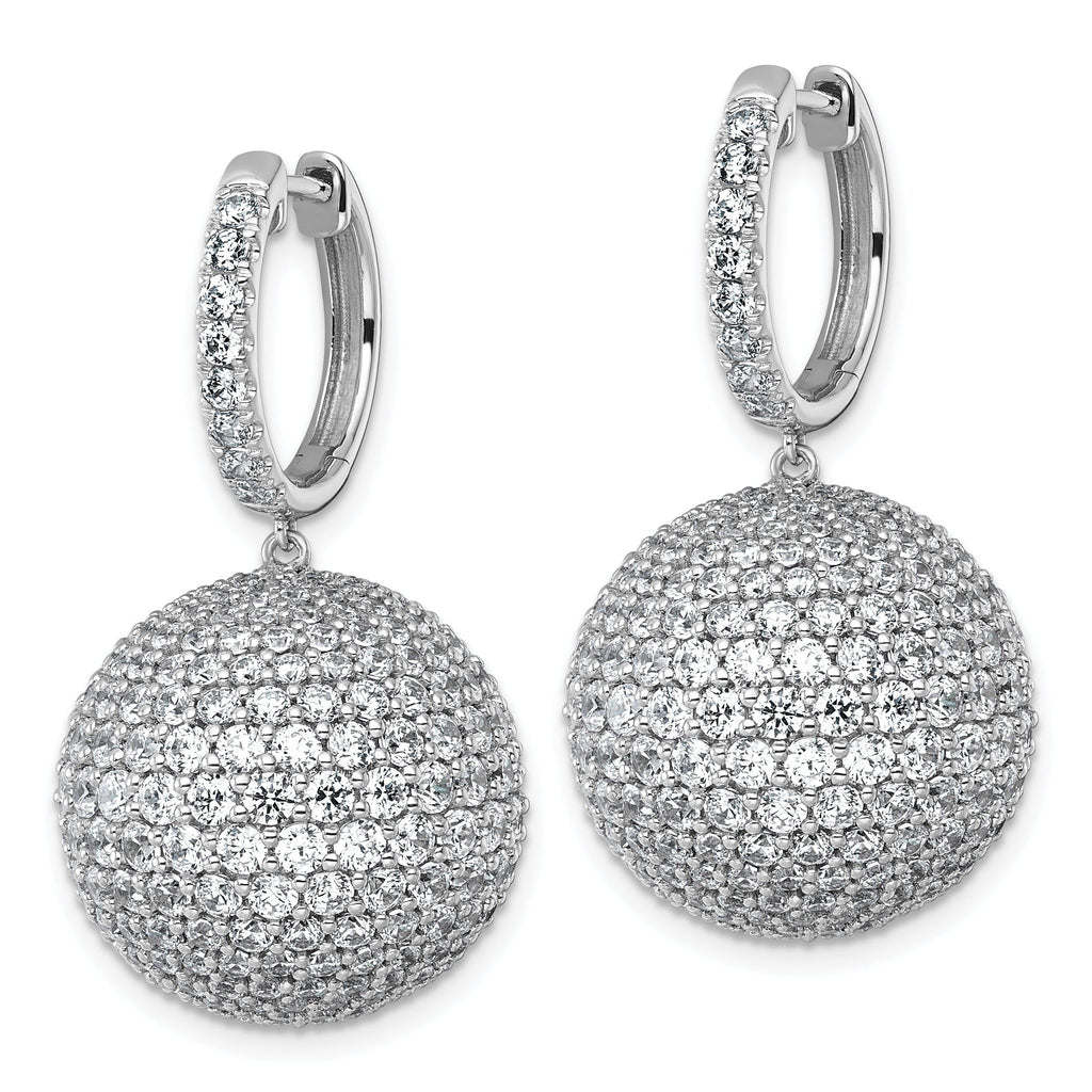 14k White Gold 13 7/8 carat Lab Grown Diamond VS+ F+ Pave Ball Complete Dangle Hoop Earrings