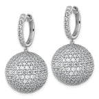 14k White Gold 13 7/8 carat Lab Grown Diamond VS+ F+ Pave Ball Complete Dangle Hoop Earrings