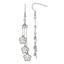 Stainless Steel Polished Flower Cubic Zirconia Drop Dangle Earrings for Women