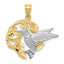 14K Two-Tone Gold Hummingbird Charm with Diamond-Cut Detailing Elegant Finish