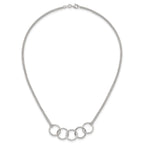 Sterling Silver Polished Textured Double Strand Interlinking Circles 16 inch Necklace