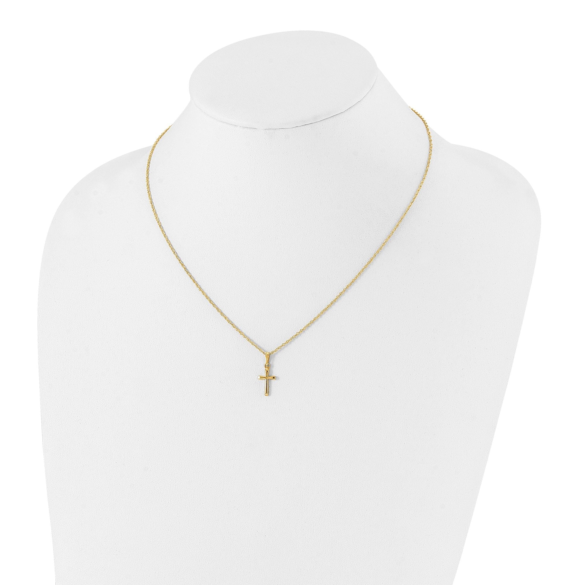 Kelly Waters Gold-plated Small Polished Rounded Cross 18 inch Necklace