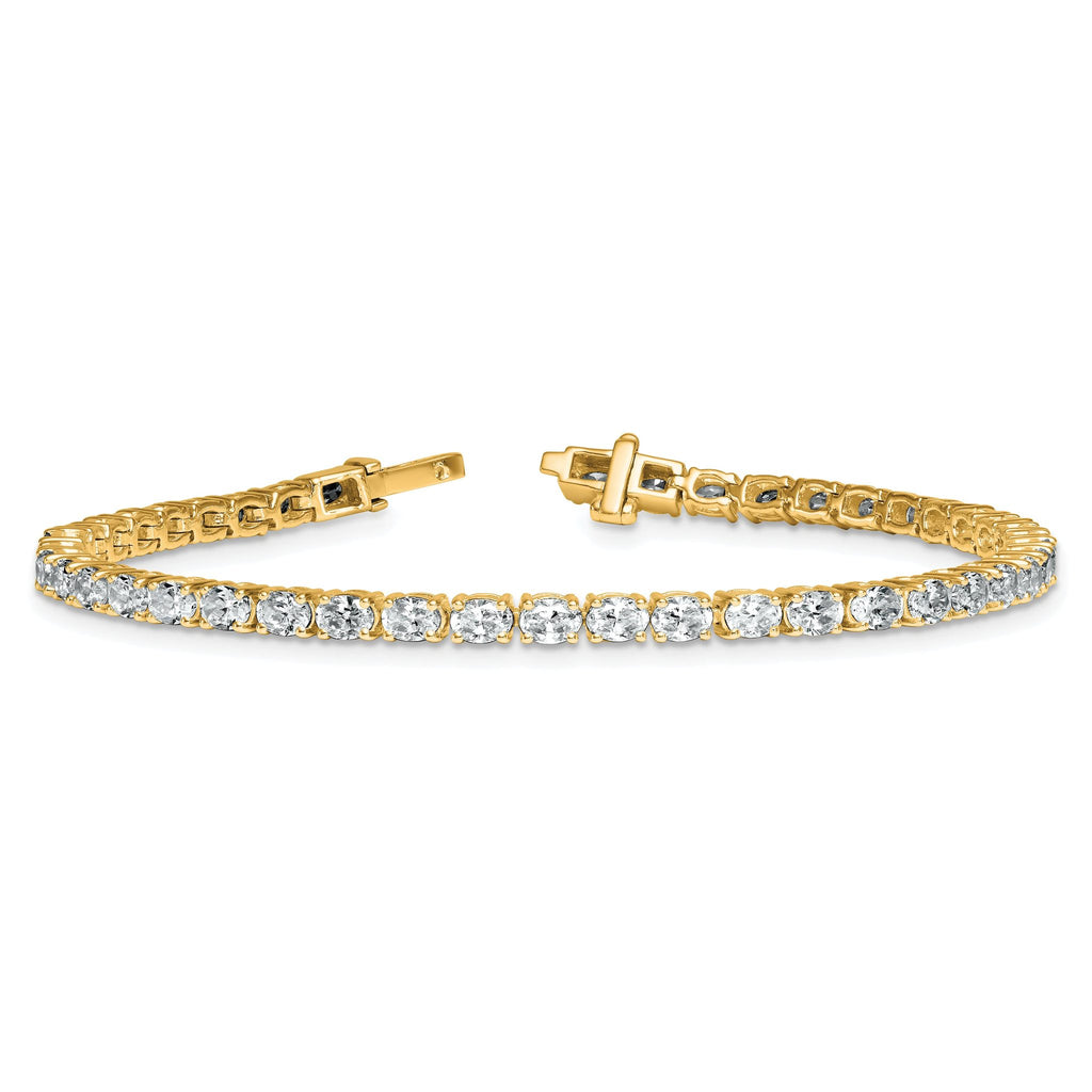 14k 5 carat Lab Grown Diamond VS/SI+ G+ Complete Oval Tennis Bracelet