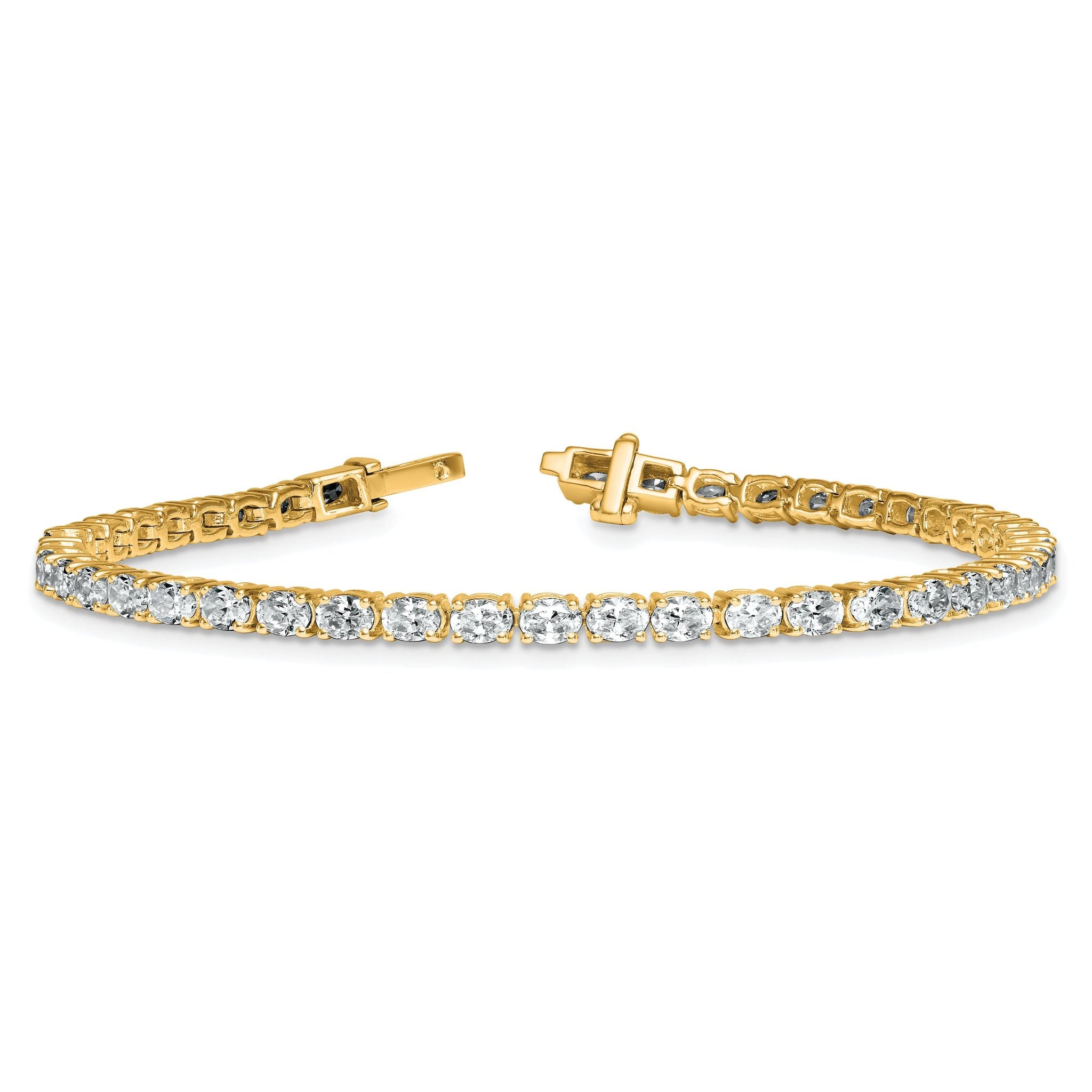 14k 5 carat Lab Grown Diamond VS/SI+ G+ Complete Oval Tennis Bracelet