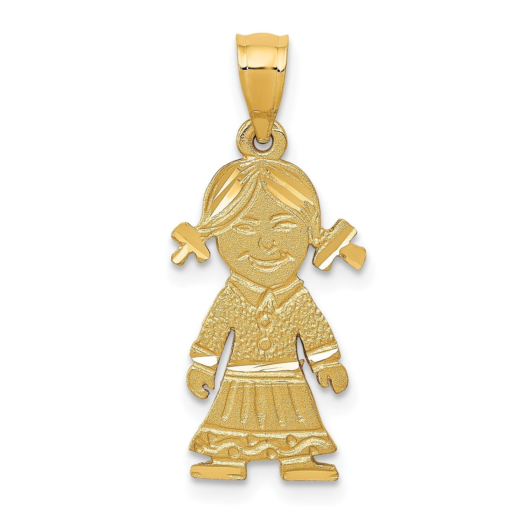 14K Gold Girl Charm Pendant with Solid Casted Design by Sophia Jewelers