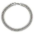 Polished Double Curb Chain Bracelet in Stainless Steel