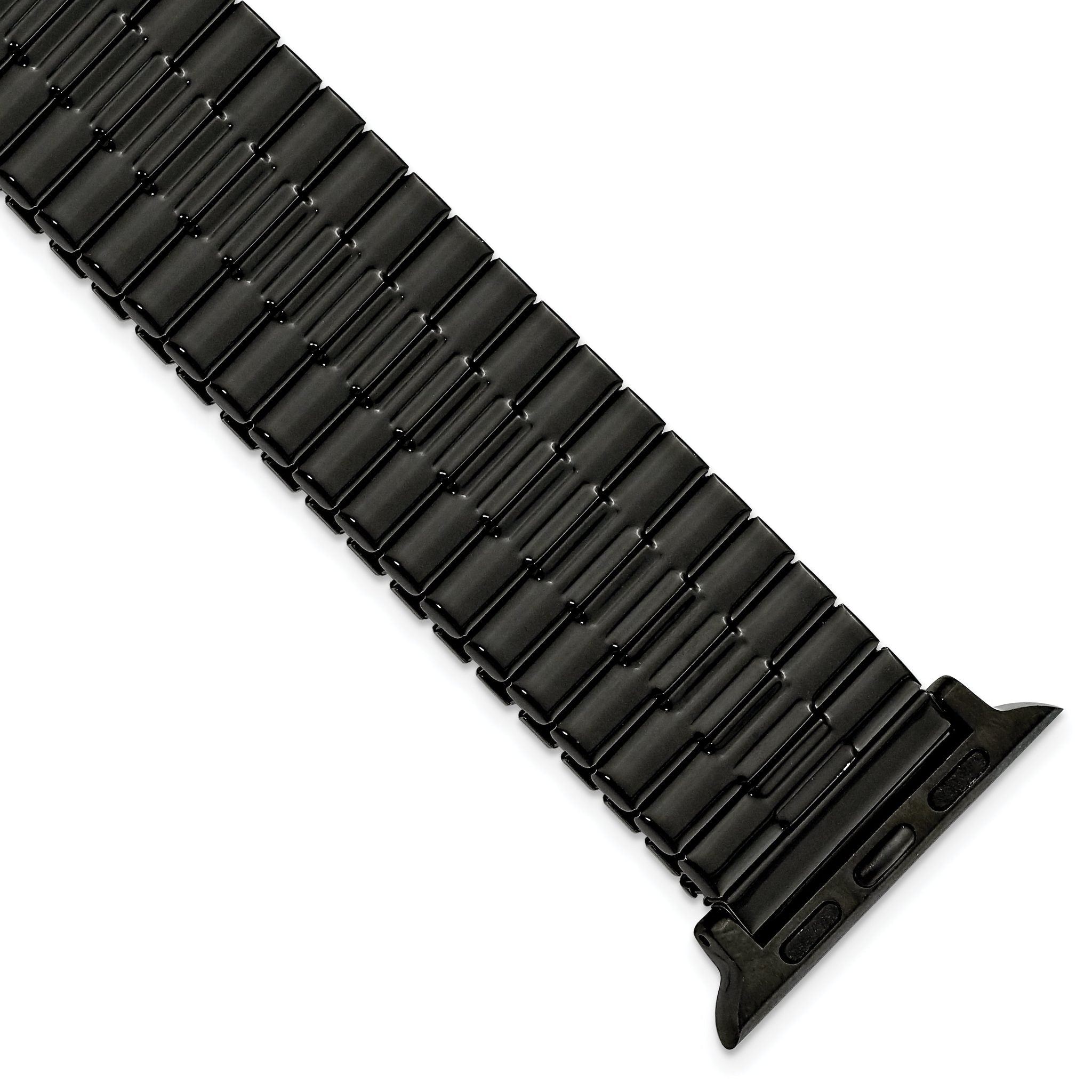 for Apple 38/40mm Smart Watch Mens Long Black Stainless Steel 7.5 inch Expansion Watch Band with Black Adapters Main image