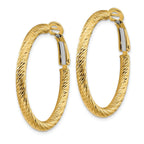 14K Gold Diamond-Cut Round Hoop Earrings with Omega Back Closure
