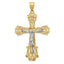 14K Two-Tone Gold Crucifix Pendant with Diamond-Cut Detailing 51mm Solid Design