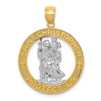 14K Gold St. Christopher Pendant with Rhodium Accents and Polished Finish