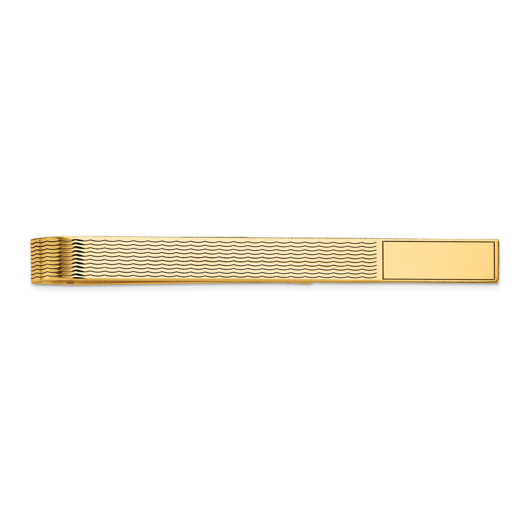 14k Mens Grooved Engravable Tie Bar