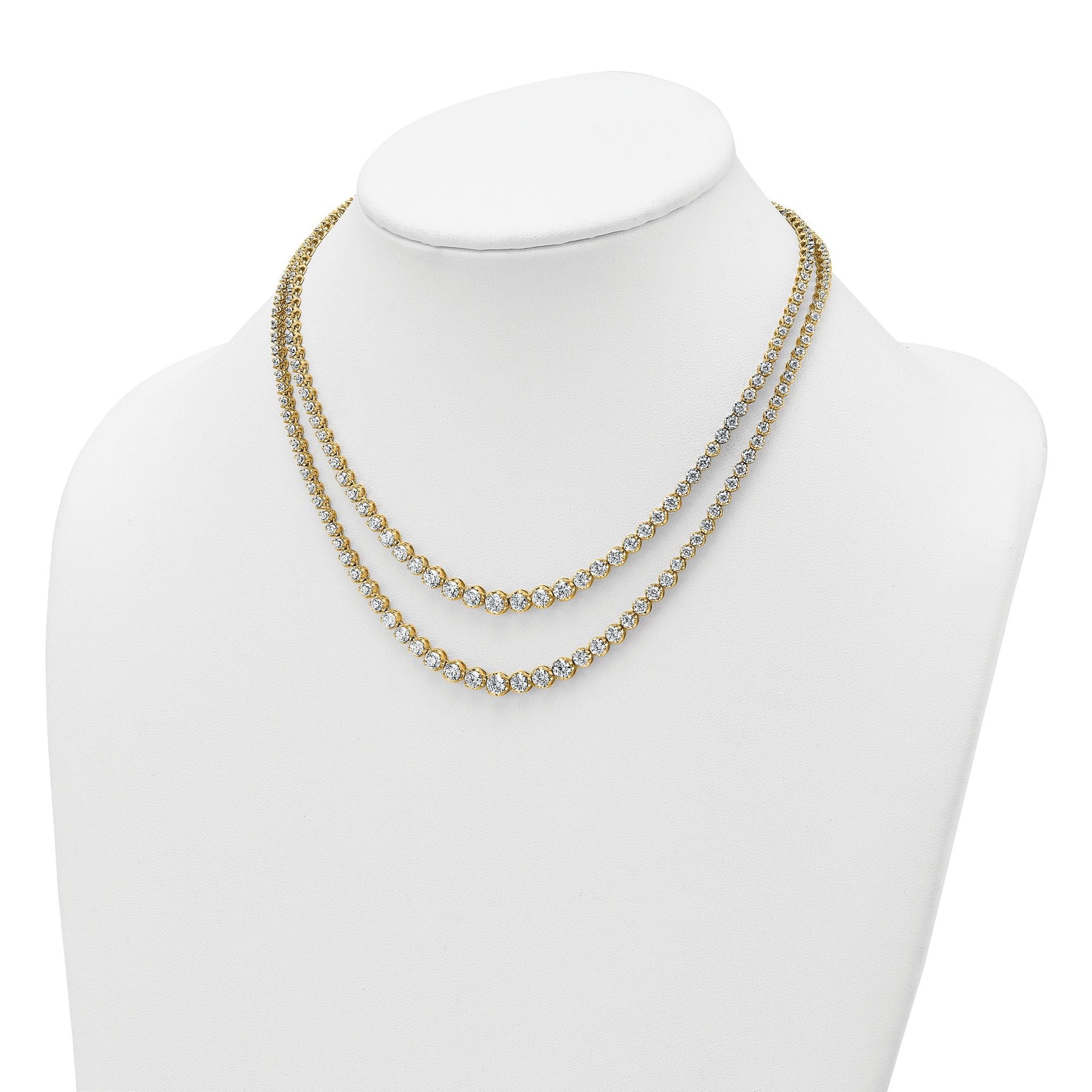 14k 14 3/8 carat Certified Lab Grown Diamond VS/SI+ G+ Complete 16 inch Graduated Layered Tennis Necklace