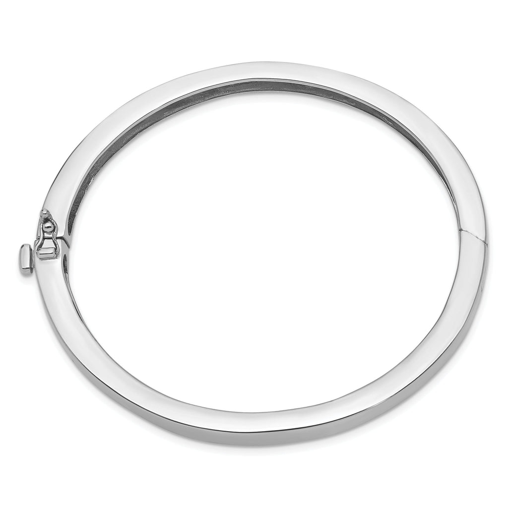 14k White Gold 6.3mm Polished Solid Hinged Bangle Bracelet
