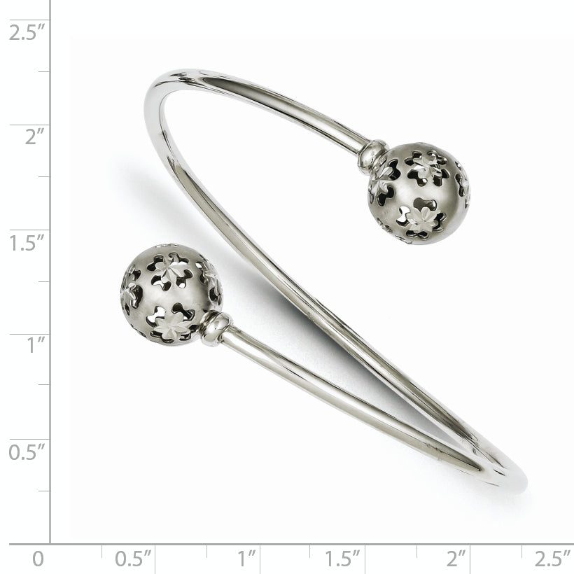 Sterling Silver 925 Bangle Bracelet with Polished Brushed Diamond-Cut Elegant Design Secondary image