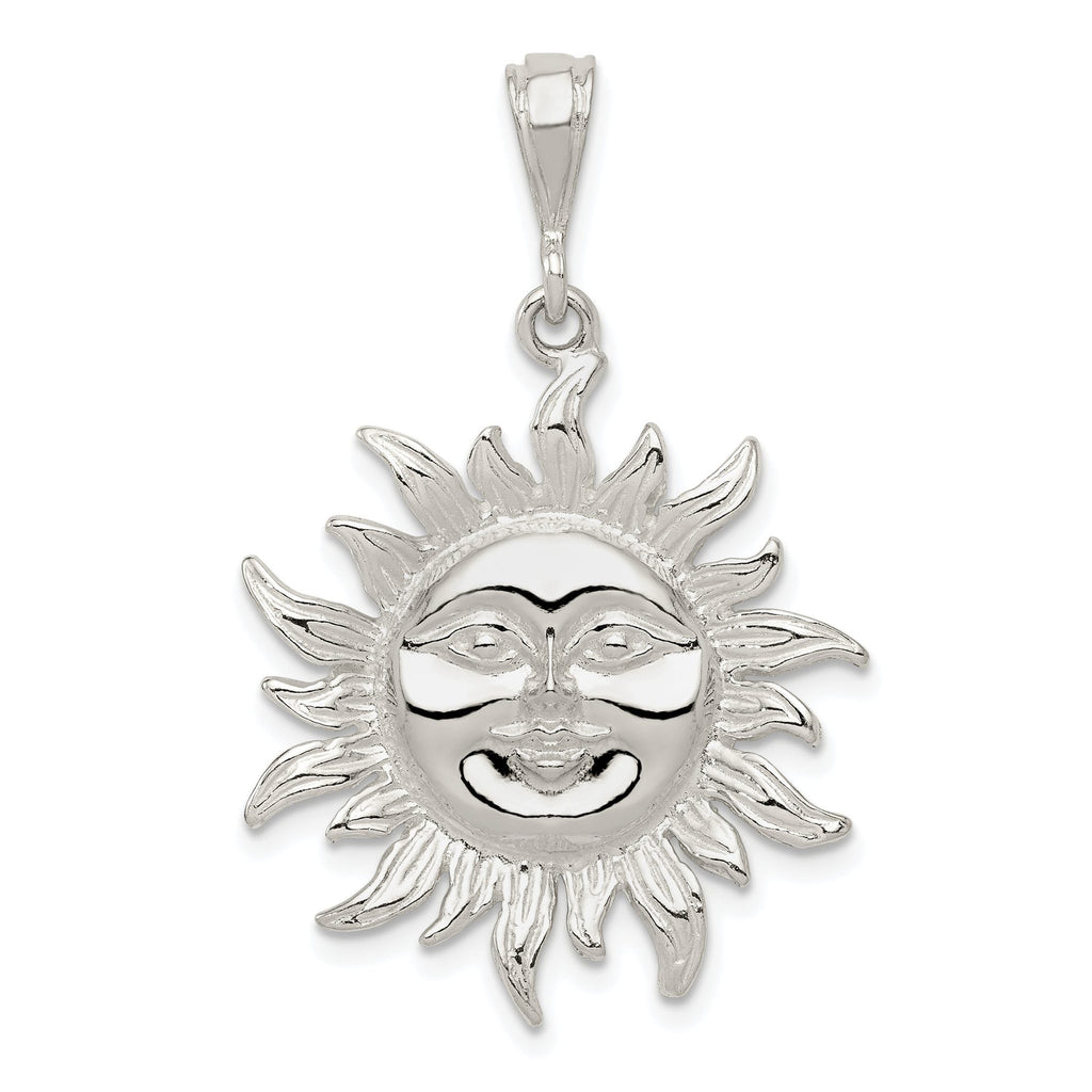 925 Sterling Silver Sun Pendant with Polished Anti-Tarnish Finish Men's Solid Design by Sophia Jewelers