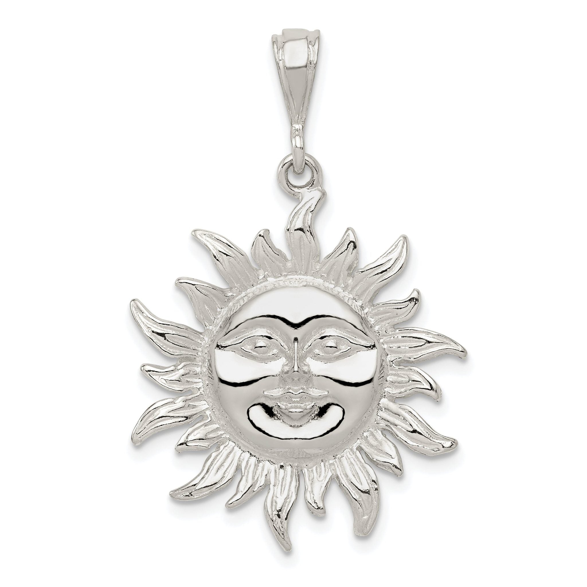 925 Sterling Silver Sun Pendant with Polished Anti-Tarnish Finish Men's Solid Design by Sophia Jewelers