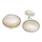Polished Sterling Silver Mother of Pearl Cuff Links