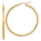 14k Polished 2.5mm Lightweight Tube Hoop Earrings