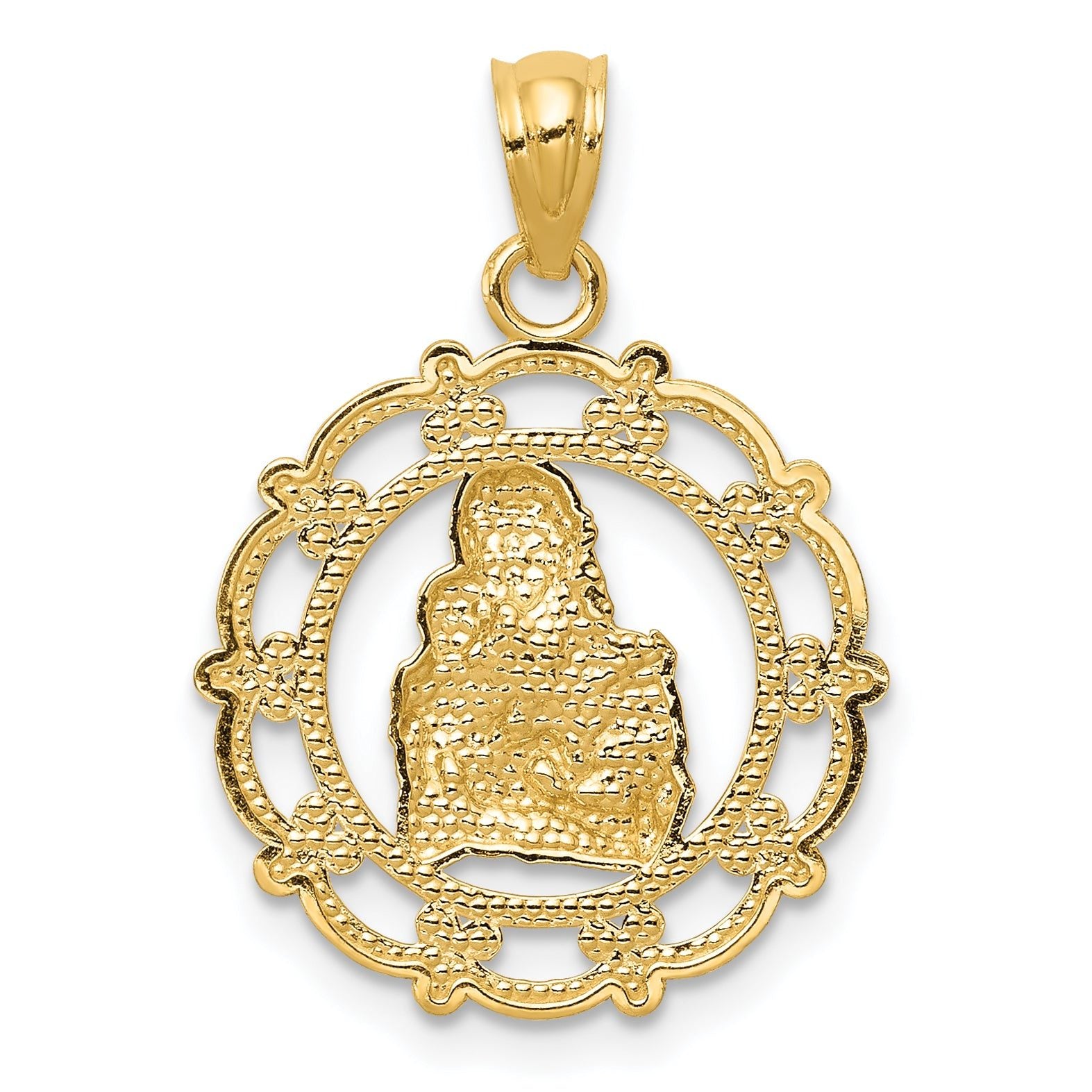 14K Gold and Rhodium Mother and Baby Pendant with Polished Finish