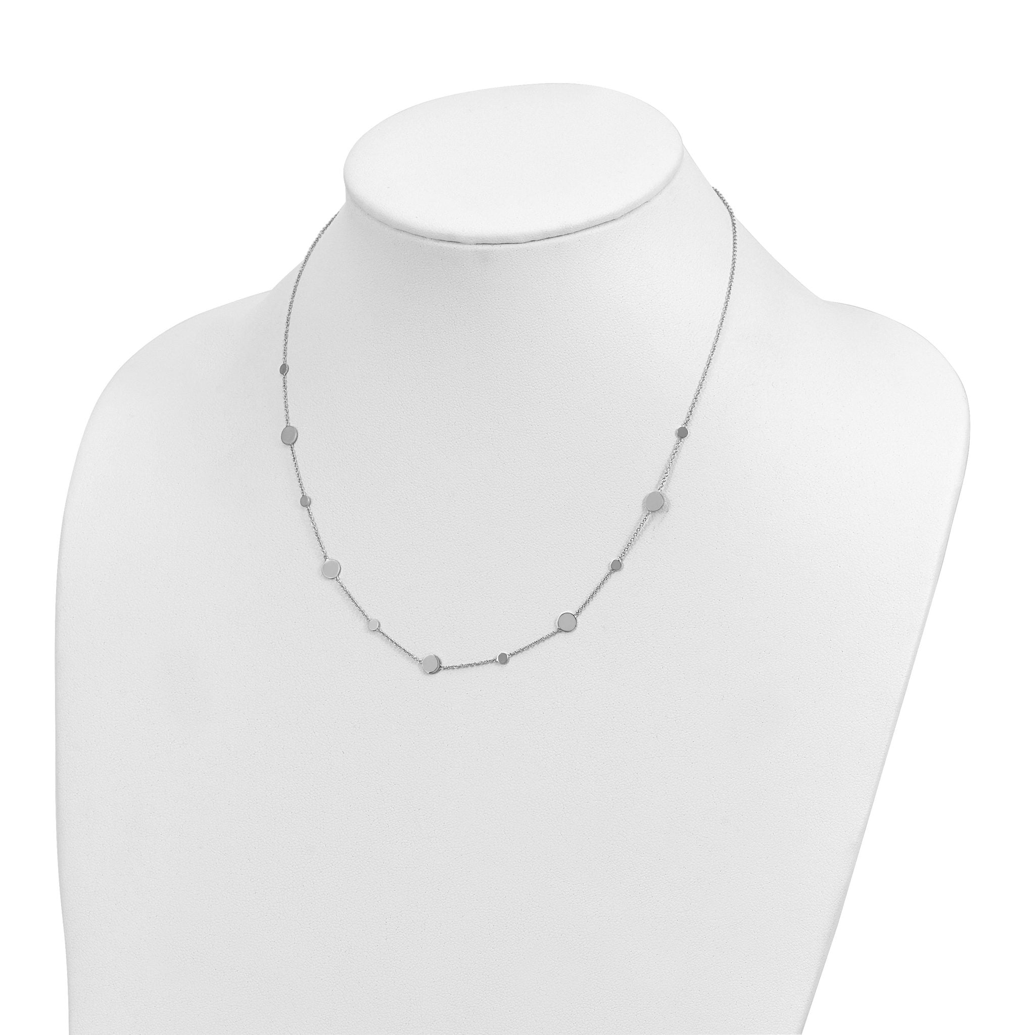 14k White Gold Polished Disc Necklace Secondary image