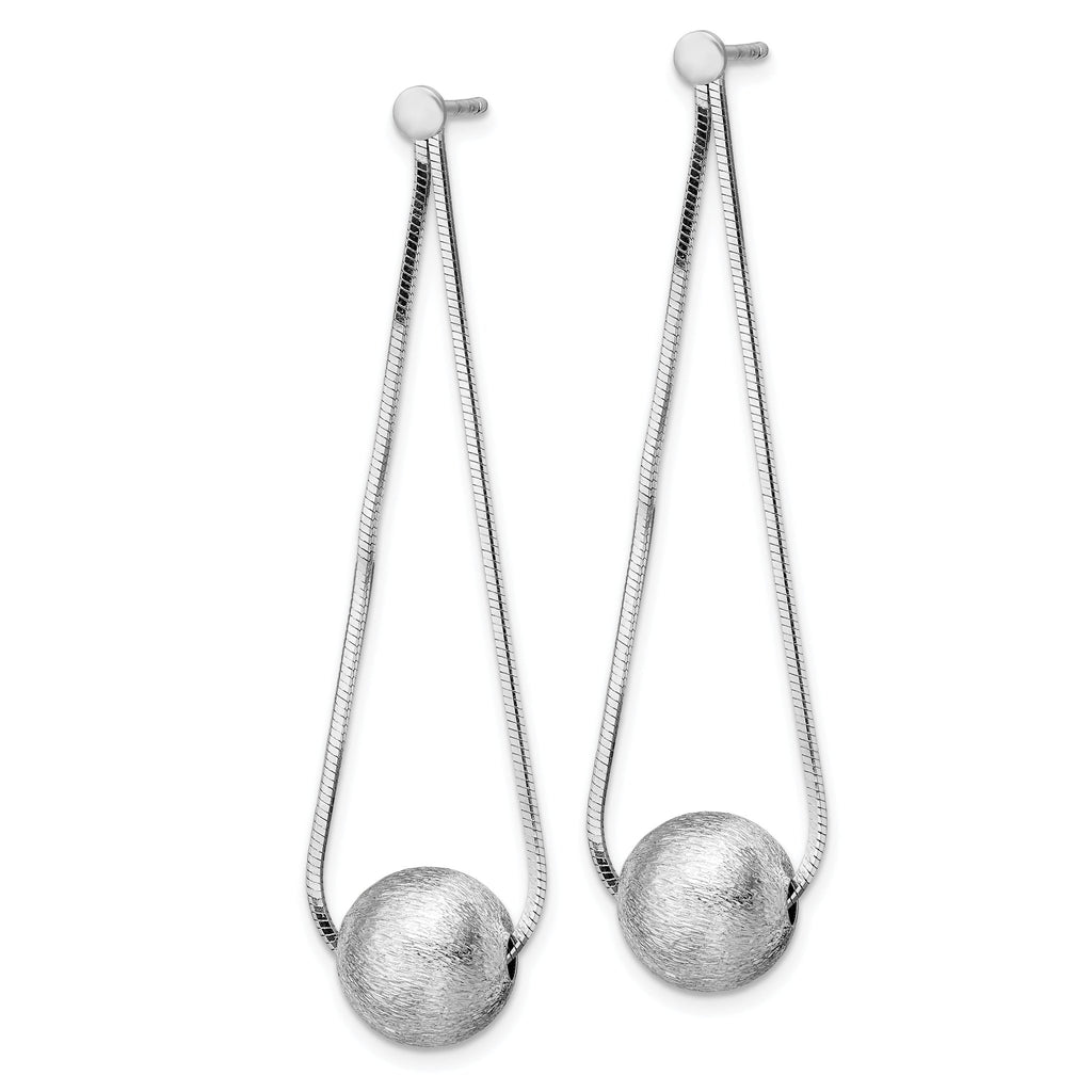 Sterling Silver Rhodium-plated Diamond-cut Beaded Chain Drop Post Earrings