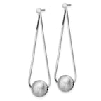 Sterling Silver Rhodium-plated Diamond-cut Beaded Chain Drop Post Earrings