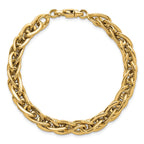 14k Polished Fancy Textured Oval Open Link 7.5 inch Bracelet