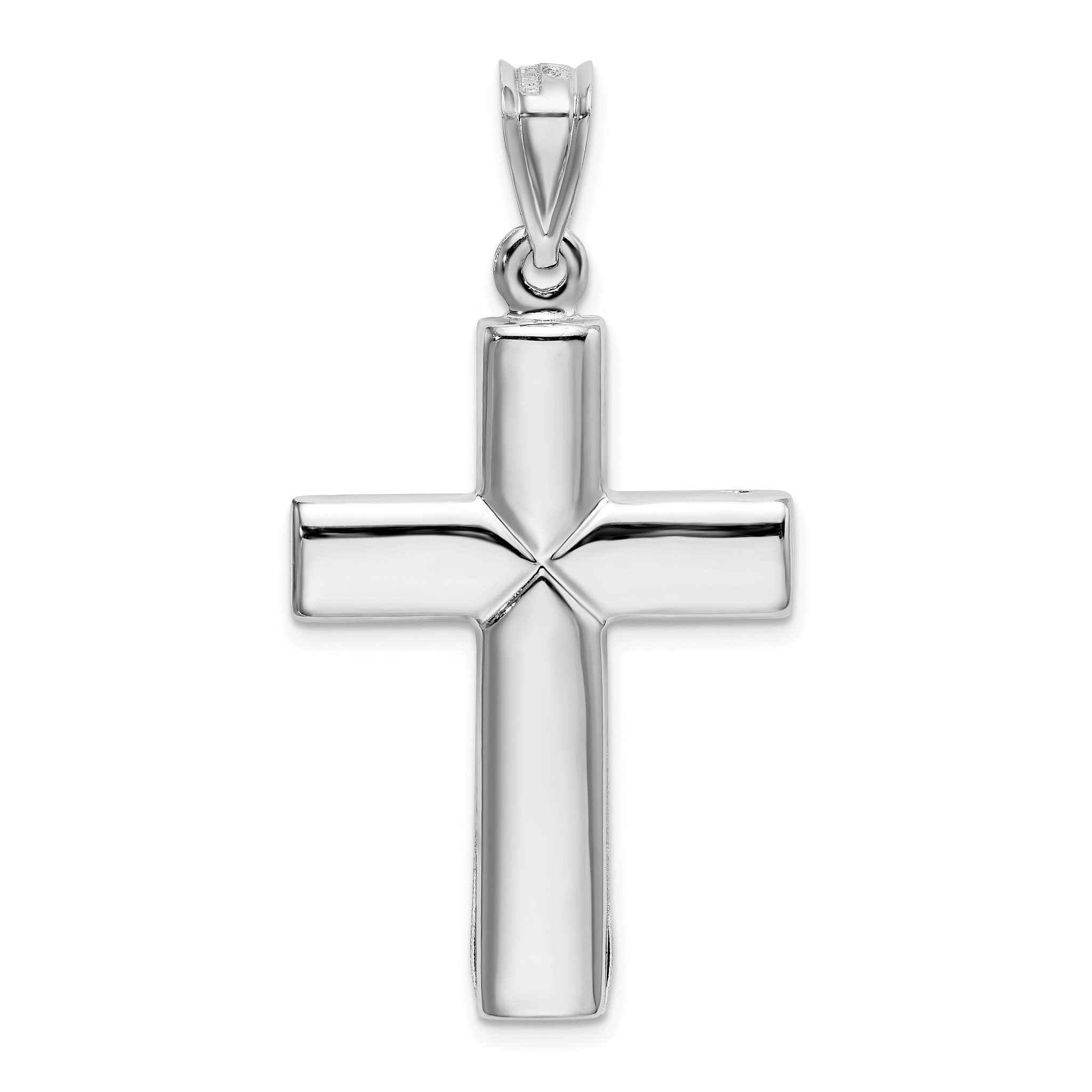 14K White Gold Polished Cross Pendant Reversible Rhodium Finish Sophia Jewelers
