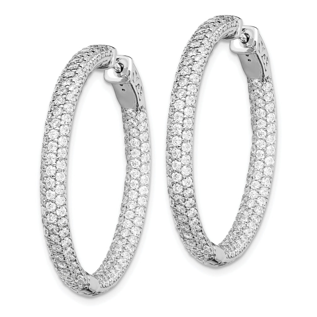Sterling Shimmer Sterling Silver Rhodium-plated 304 Stone PavÃƒÆ’Ã‚Â¢ÃƒÂ¢Ã‚â€šÃ‚Â¬Ãƒâ€¦Ã‚Â¡ 1.5mm CZ In and Out Round Hinged Hoop Earrings