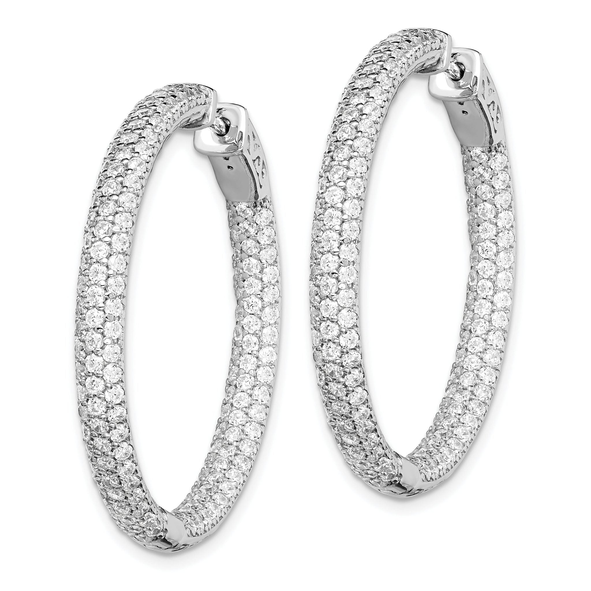 Sterling Shimmer Sterling Silver Rhodium-plated 304 Stone PavÃƒÆ’Ã‚Â¢ÃƒÂ¢Ã‚â€šÃ‚Â¬Ãƒâ€¦Ã‚Â¡ 1.5mm CZ In and Out Round Hinged Hoop Earrings