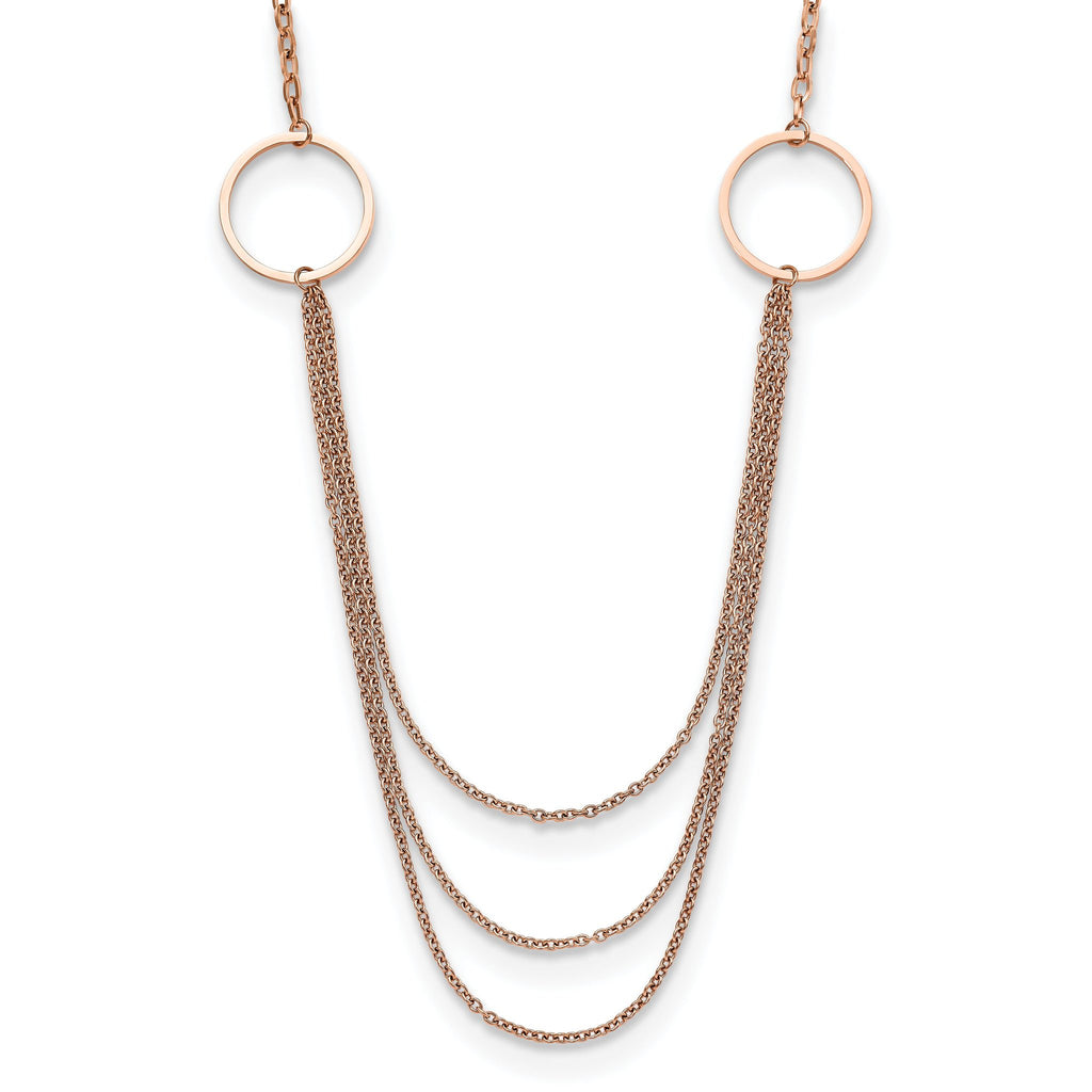 Chisel Stainless Steel Polished Rose IP-plated Multi Chain 35.5 inch Necklace